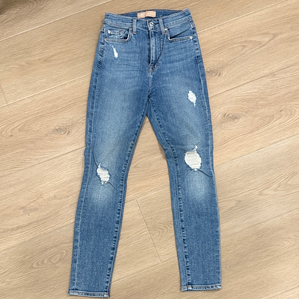 7 For All Mankind Luxe Vintage Distressed Skinny Jeans